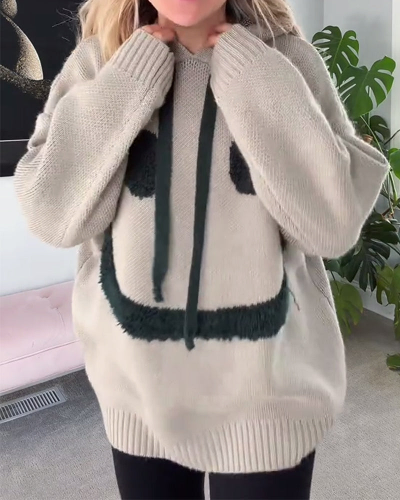 Relaxed Fit Smiley Face Hoodie