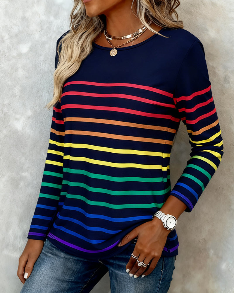 Colorful Striped Rainbow Tee