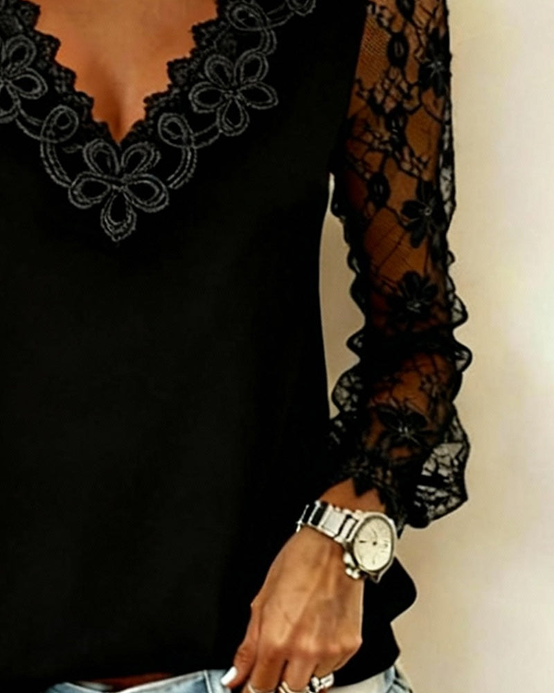 Chic Long-Sleeve V-Neck Top