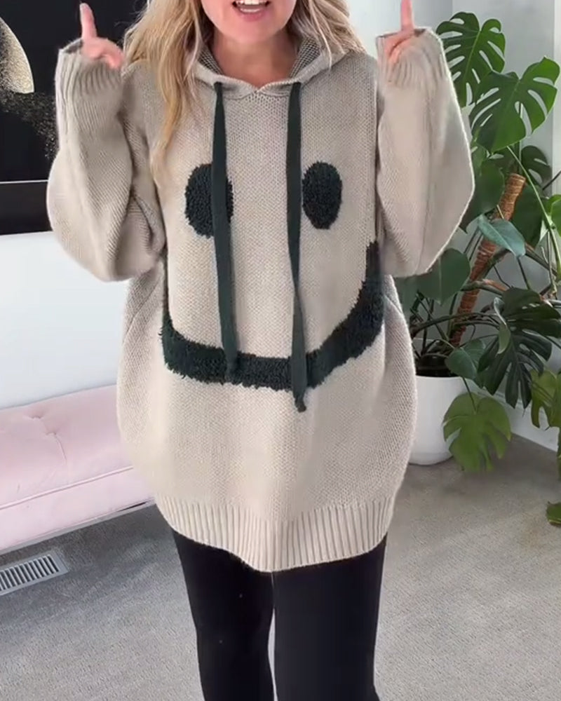 Relaxed Fit Smiley Face Hoodie