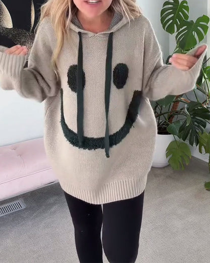 Relaxed Fit Smiley Face Hoodie