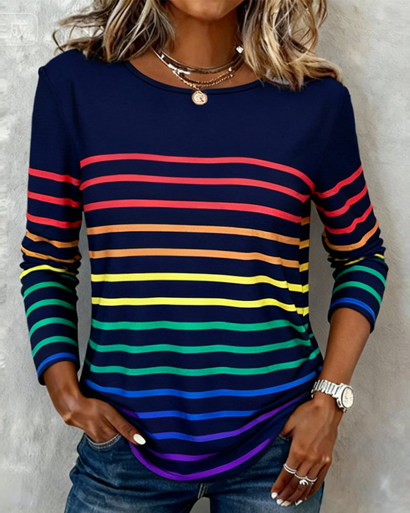 Colorful Striped Rainbow Tee