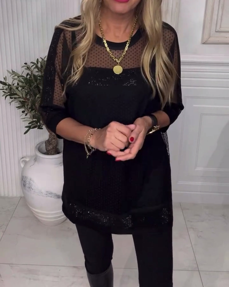 Sheer Long Sleeve Mesh Top