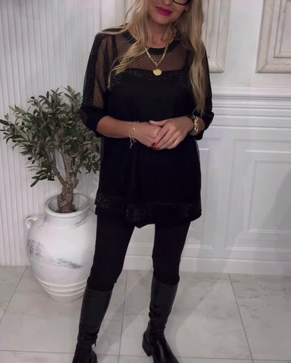 Sheer Long Sleeve Mesh Top