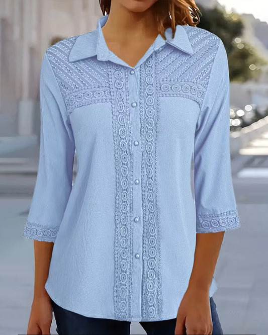 Ruffled Collared Shirt in Solid Color