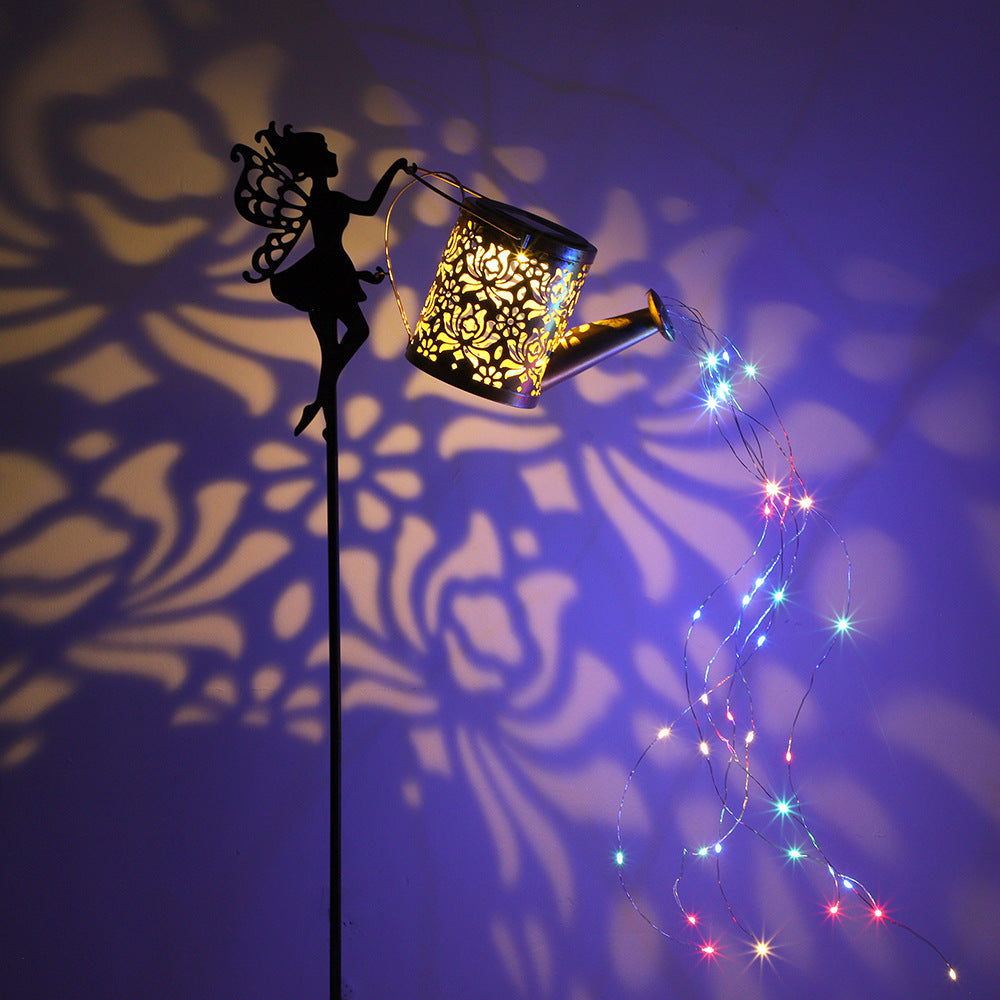 Solar Powered Flowing Water Kettle Light for Garden Decoration