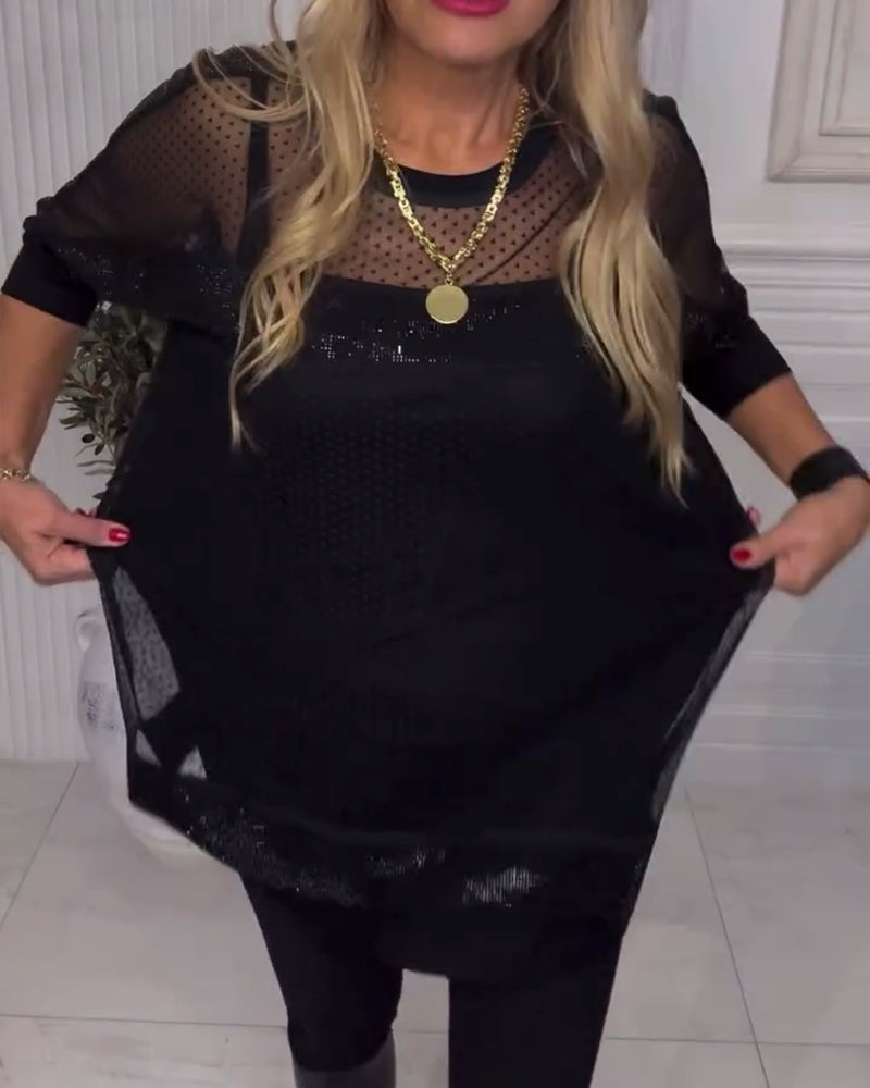 Sheer Long Sleeve Mesh Top