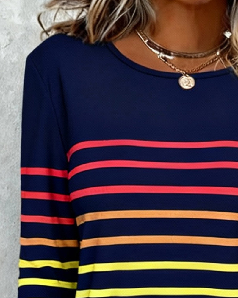 Colorful Striped Rainbow Tee