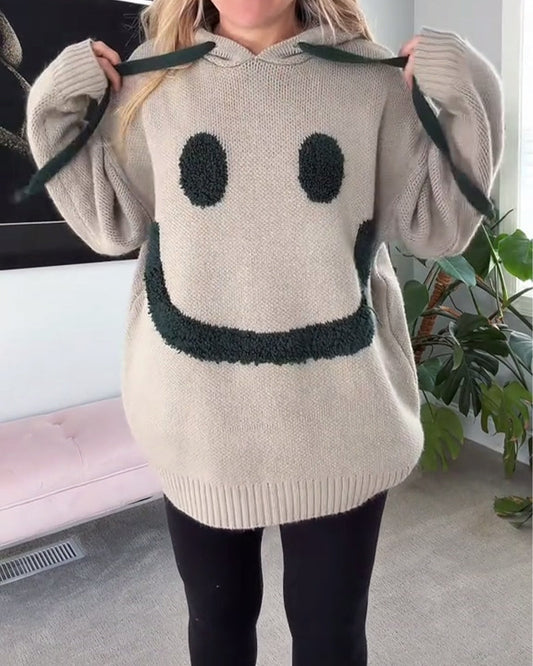 Relaxed Fit Smiley Face Hoodie
