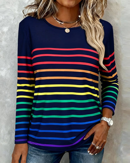 Colorful Striped Rainbow Tee