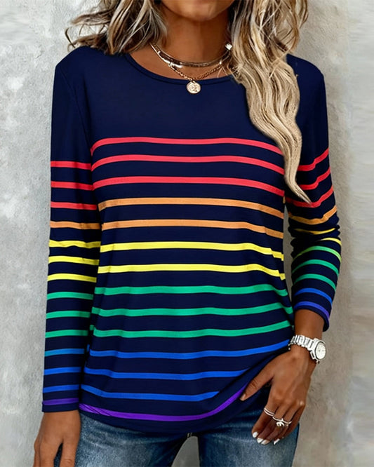 Colorful Striped Rainbow Tee