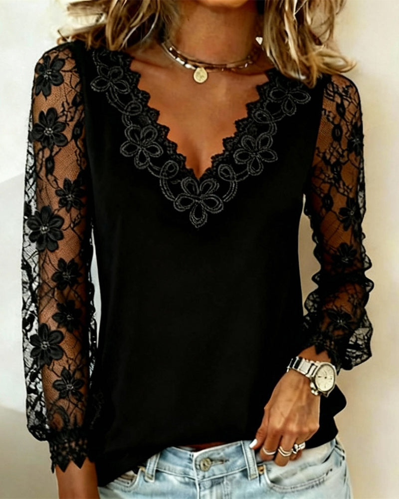 Chic Long-Sleeve V-Neck Top