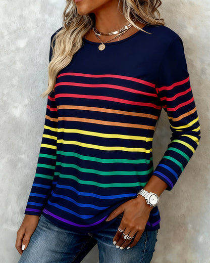 Colorful Striped Rainbow Tee