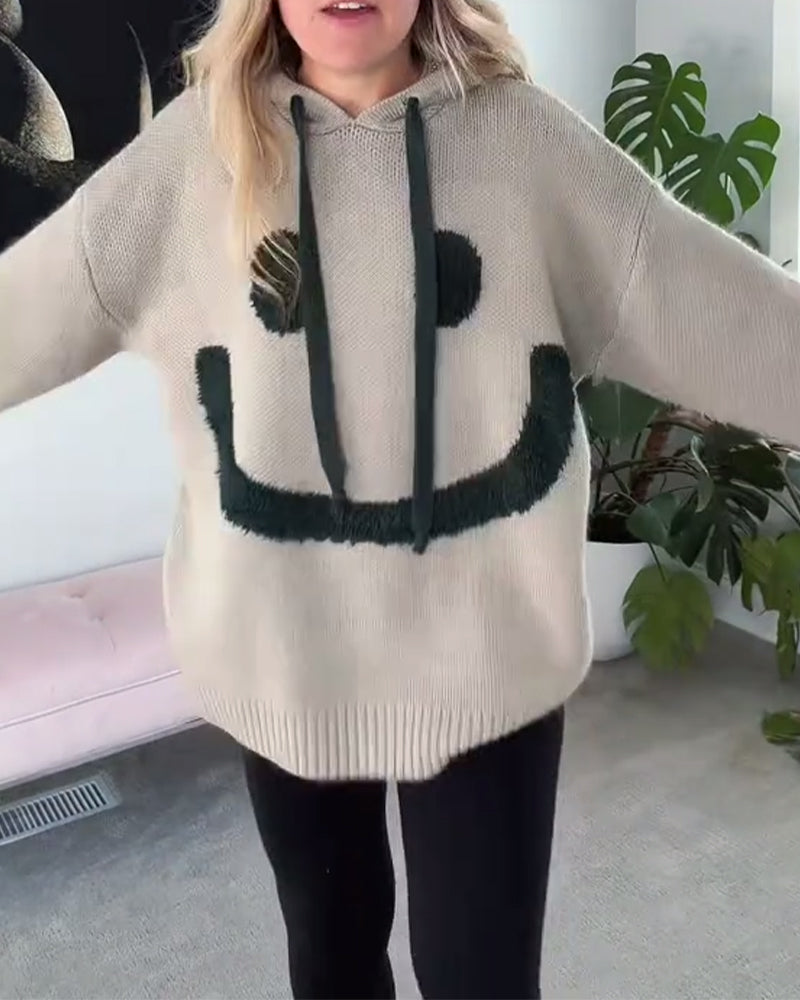 Relaxed Fit Smiley Face Hoodie