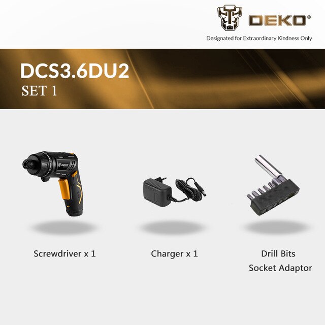DEKO DCS3.6DU2 Cordless Electric Screwdriver Household Rechargeable battery Screwdriver with Twistable Handle with LED Torch