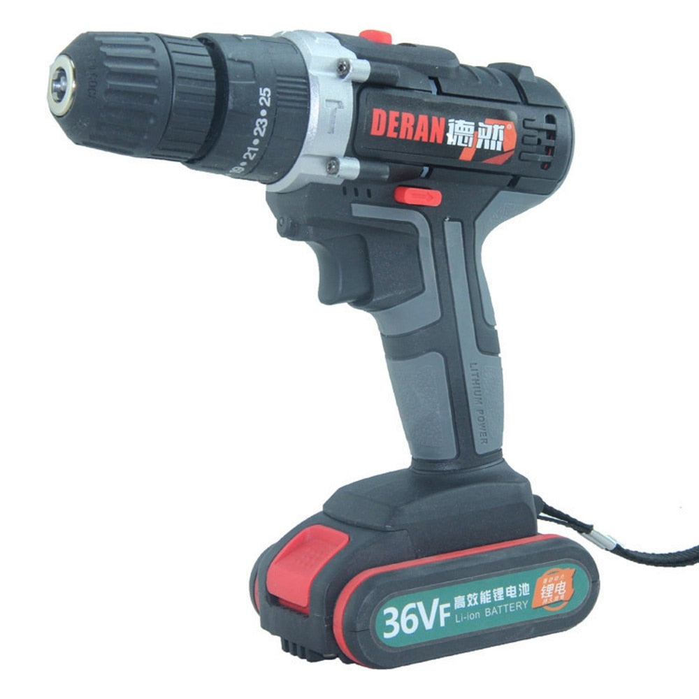36V Electric Screwdriver with Flashlight 6500mah Rechargeable Battery Cordless Electric Drill Power Tools 2 Speed Screwdriver