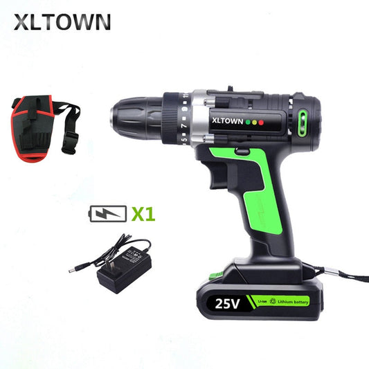 XLTOWN 25V electric screwdriver rechargeable lithium battery electric screwdriver home cordless drill home power tools